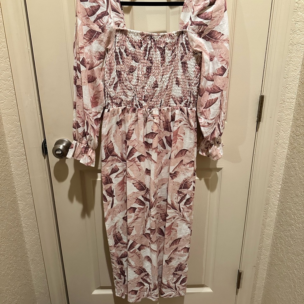 House of Harlow 1960 Pink Ruched Sundress with Bishop Sleeves